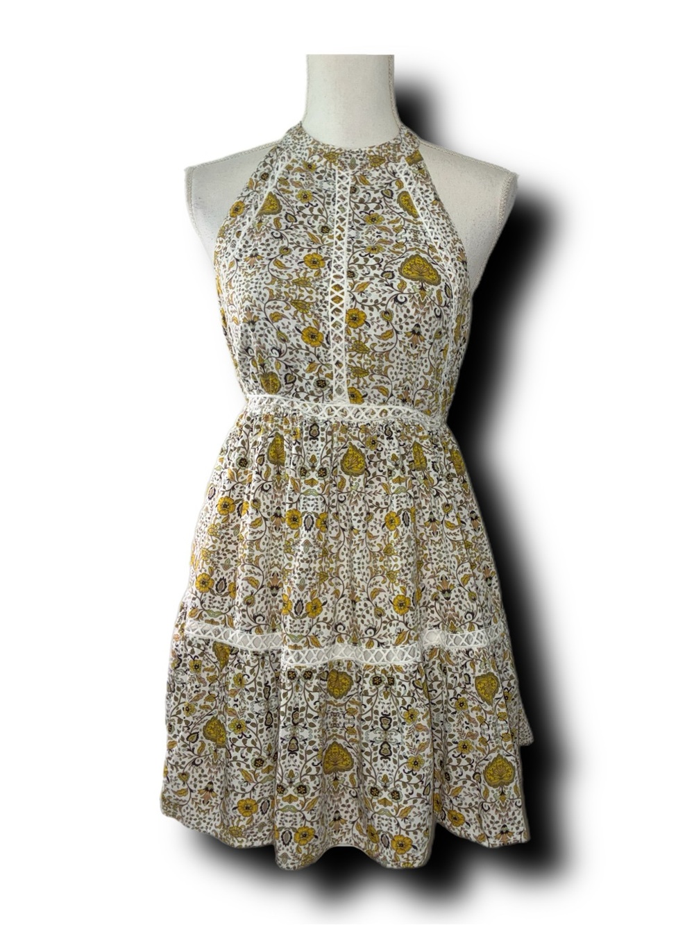 Anthropologie Abel the Label Sleeveless Halter Floral Mini Dress Retro Twee Vibe